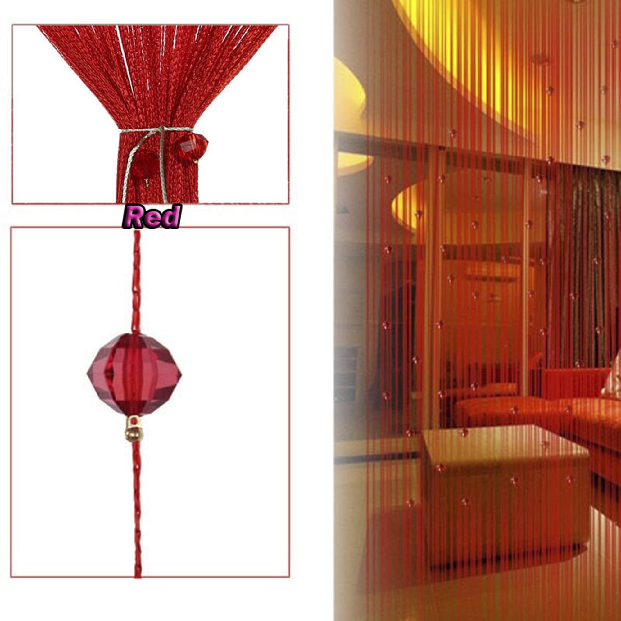 DODOING 2 PCS Sparkling String Curtains, Glitter Silver Ribbon Thread Door Window Fringe Panel Strip Tassel Fly Screen Kitchen Curtain Room Dividers Home Decor, 100x200cm