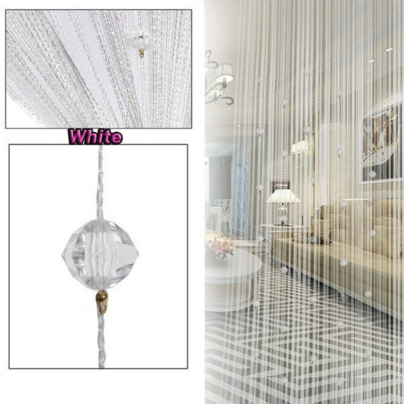 DODOING 2 PCS 39'' x 78'' Door String Beads Divider Tassel Fringe Beaded Panel Room Crystal Curtain Window