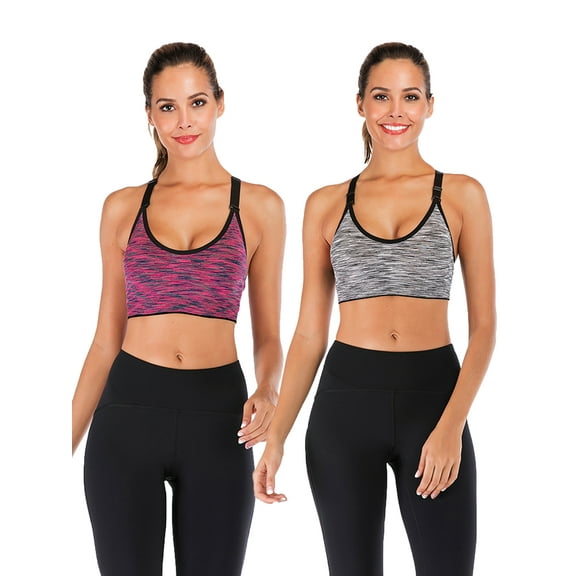 DODOING 2 Pack Comfort Sport Bra Activewear Fitness Sports Bra Juniors Seamless High Impact Support Workout Yoga Bra Gym