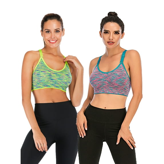 DODOING 2 Pack High Impact Support Sport Bra Activewear Fitness Sports Bra Juniors Seamless Workout Yoga Bra Gym