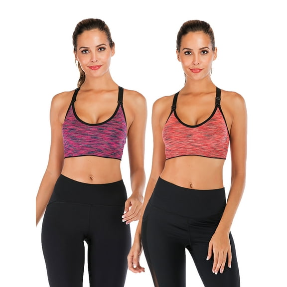 DODOING 2 Pack Comfort Sport Bra Activewear Fitness Sports Bra Juniors Seamless High Impact Support Workout Yoga Bra Gym