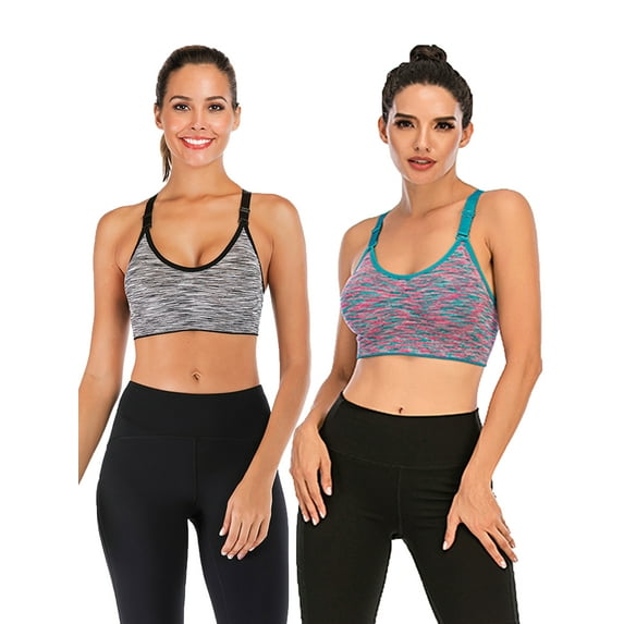 DODOING 2 Pack High Impact Support Sport Bra Activewear Fitness Sports Bra Juniors Seamless Workout Yoga Bra Gym