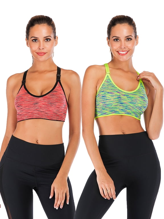 2 Pack High Impact Support Sport Bra Activewear Fitness Sports Bra Juniors Seamless Workout Yoga Bra Gym