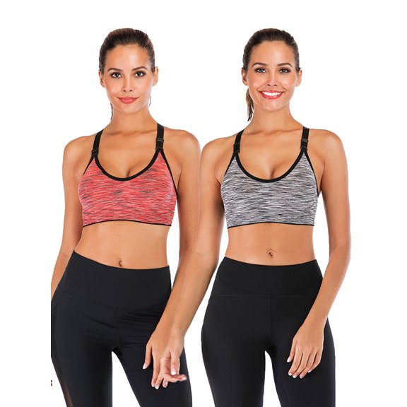 DODOING 2 Pack High Impact Support Sport Bra Activewear Fitness Sports Bra Juniors Seamless Workout Yoga Bra Gym