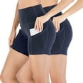 thumbnail image 1 of DODOING 2 Packs Tummy Control Yoga Shorts with Pockets for Women Workout Running Athletic Bike High Waist Activewear Bottoms Butt Lifting Yoga Shorts, Black/ Purple/ Rose Red/ Army Green/ Navy Blue, 1 of 7