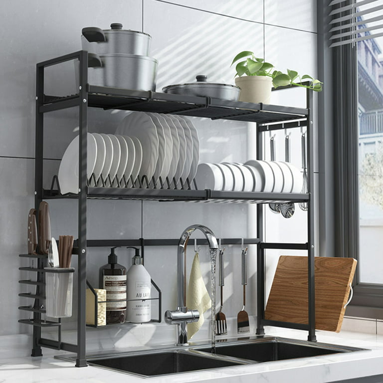 2 Tier Over Sink Dish Drying Rack, Stainless Steel Kitchen