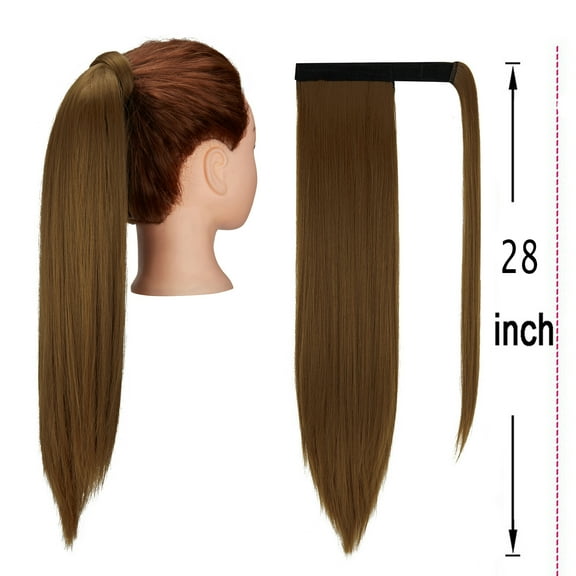 DODOING Ponytail Extension(20"/24"/28") Clip in Ponytail Extension Wrap Around Long Straight /Curly Pony Tail Multi-color Hair Synthetic Hairpiece