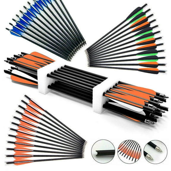 DODOING 20inch Carbon Crossbow Bolts Crossbow Hunting Arrows with 4" Vanes and Replaced Arrowhead/Tip for Hunting (12 Pack)