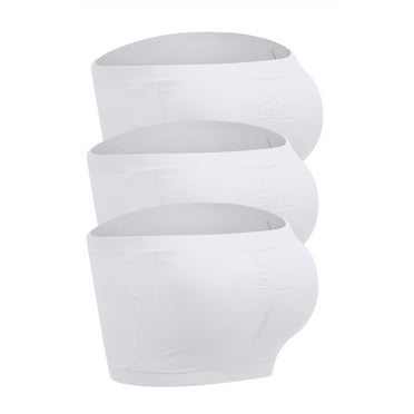 DODOING 3 Pack Women Bandeau Bra Padded Strapless Bralette Bra Seamless Bandeau Tube Top Bra, S-XL