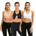 thumbnail image 1 of DODOING 3-Pack Women's Zipper Bra Yoga Sports Bras Mesh Racerback Workout Bras Training Stretch Tank Top High Impact Padded Bra Workout Activewear Bra for Gym Running Workout Fitness, 1 of 8