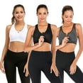 thumbnail image 1 of DODOING 3-Pack Women's Zipper Bra Yoga Sports Bras Mesh Racerback Workout Bras Training Stretch Tank Top High Impact Padded Bra Workout Activewear Bra for Gym Running Workout Fitness, 1 of 7
