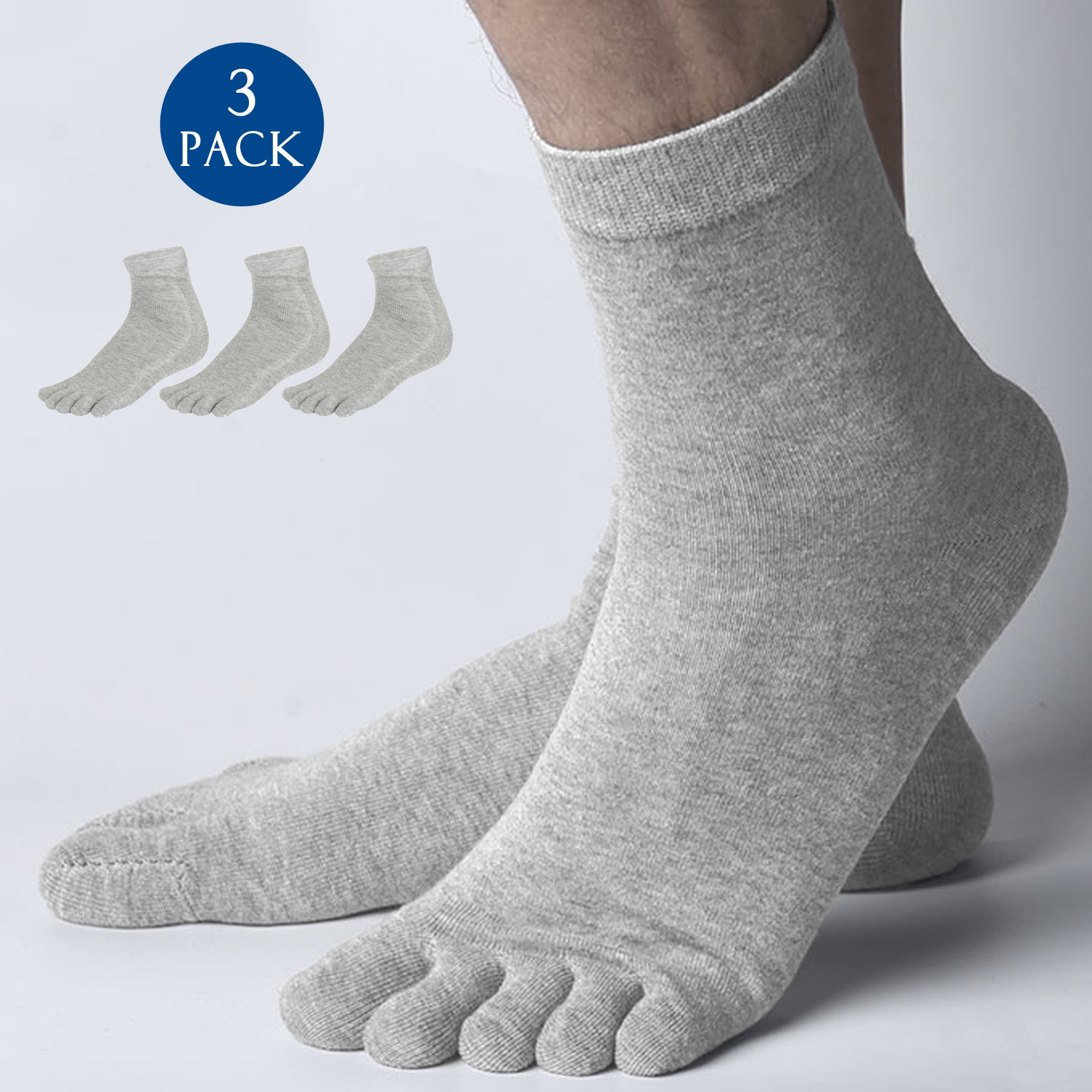 DODOING 3 Pairs Men Five Fingers Separate Toe Socks Comfortable Warm Hot,  One Size 