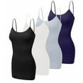 thumbnail image 1 of DODOING 4 pack Womens Basic Long Length Cami Tank Top Camisole Plus (S to 3XL) Adjustable Spaghetti Strap COTTON Blend Fit Camisole Top, 1 of 8