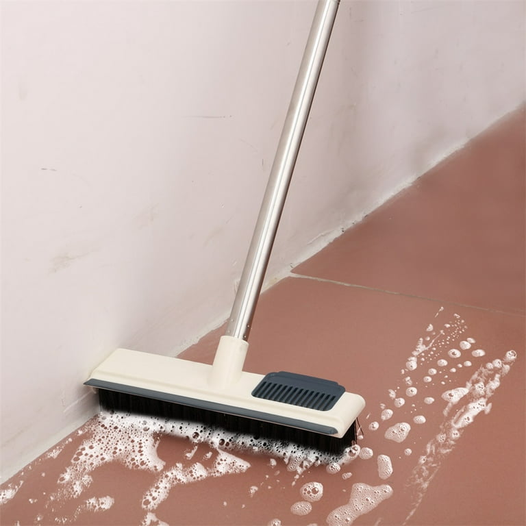 Floor Scrub Brush With Squeegee, Floor Brush Scrubber With Long