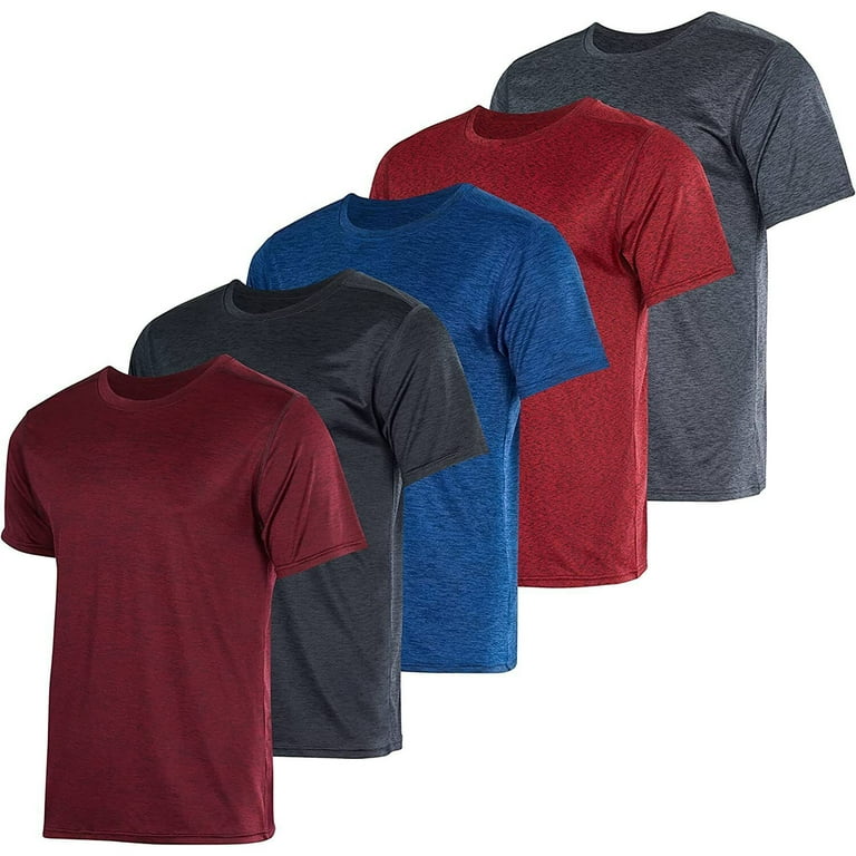 DODOING Men s 5 Pack Workout Shirts Quick Dry Shirts Dry Fit Moisture Wicking Short Sleeve Athletic T Shirts Running Workout Shirts Walmart