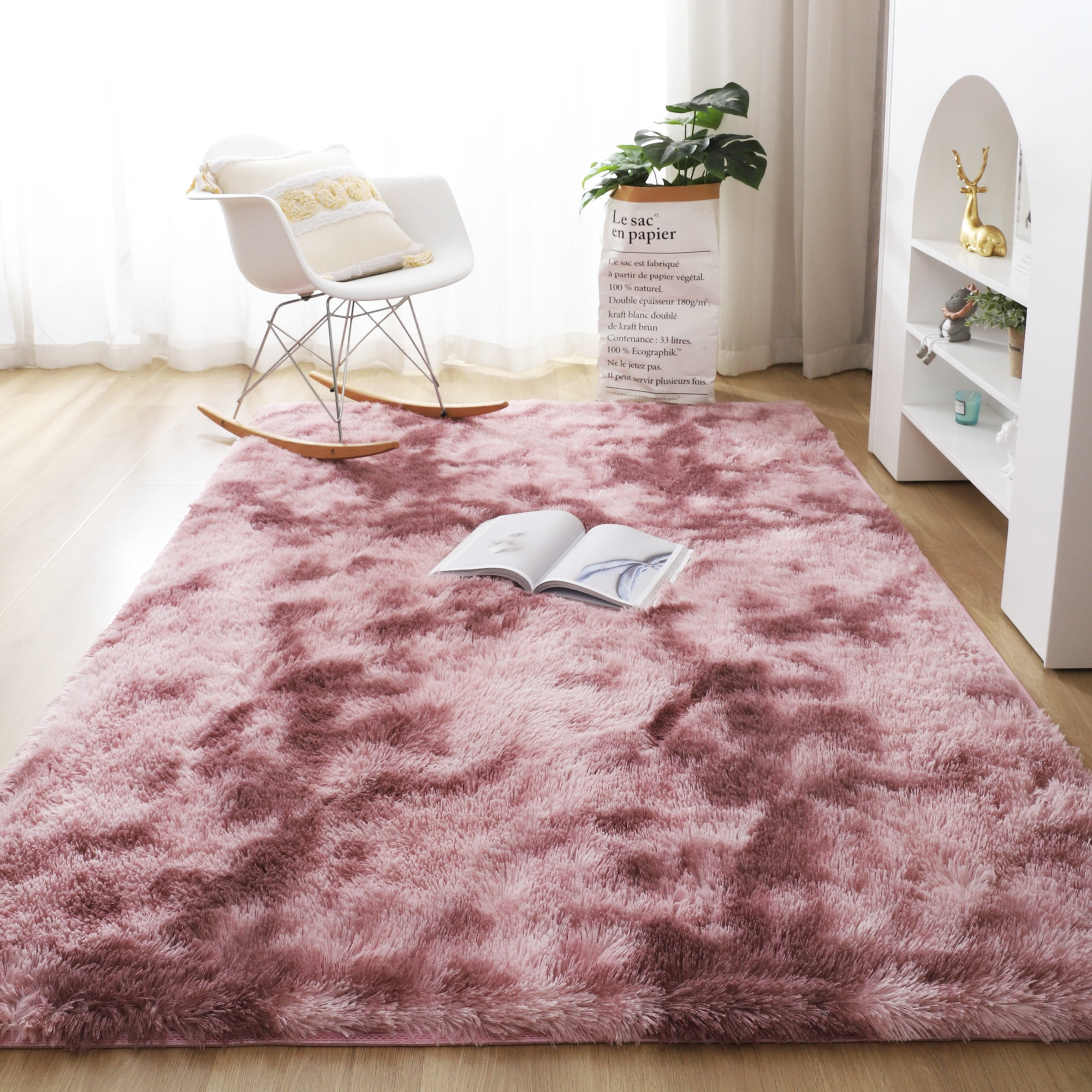 DODOING 5 Sizes and 6 Colors Shaggy Fluffy Faux Fur Area Rug Door Mat ...
