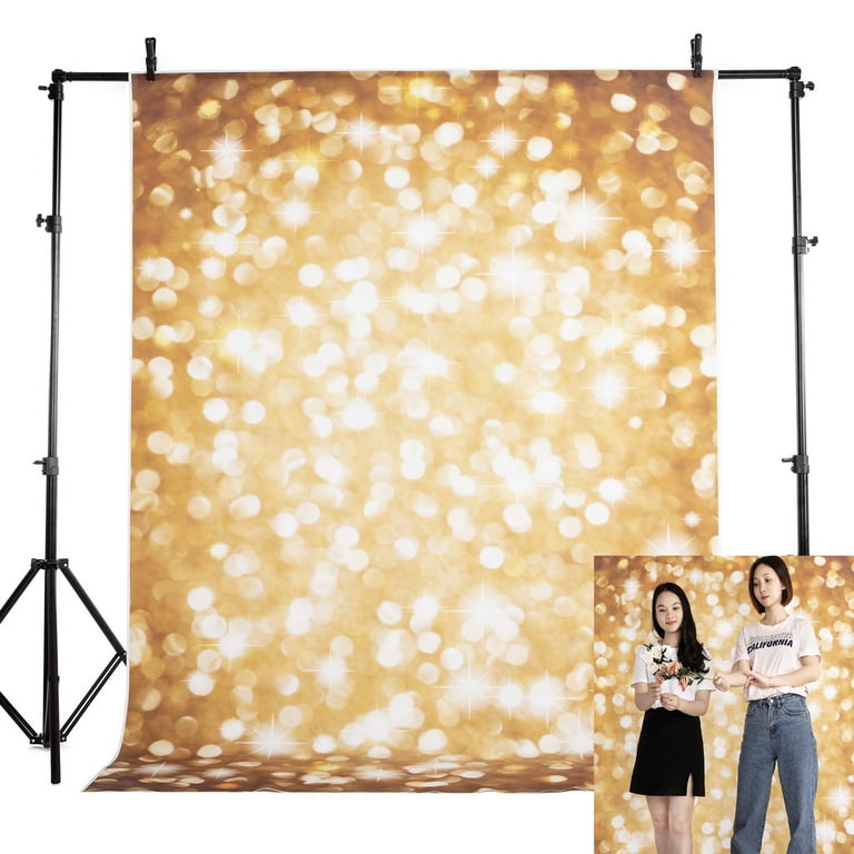 DODOING 7x5 ft Wedding Photography Vinyl Fabric Backdrop Background Glitter  Black Gold Silver Bokeh/ Gold Glitter Photo Studio Props Christmas 