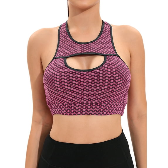 DODOING Women Padded Sports Bra for Fitness Workout Running Shirts Longline Yoga Bra Tank Top Bra