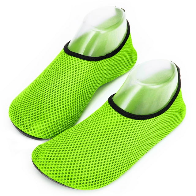 DODOING Barefoot Water Skin Shoes Summer Mesh Water Sports Shoes Unisex Beach Yoga Diving Aqua Socks Non Slip Surfing Swimming Quick-drying Pool Beach Shoes, Black/ Green/ Rose Red/ Blue