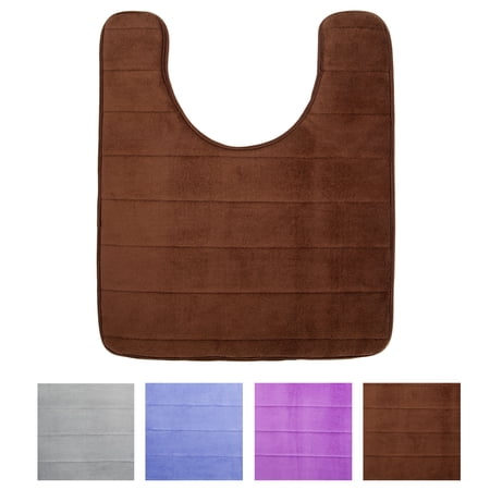 DODOING Bath Mat for Toilet Memory Foam U-Shaped Bath Rug Bathroom Carpet Machine Washable Soft Non-Slip Dry Quickly Water Absorption 24 X 20 inches