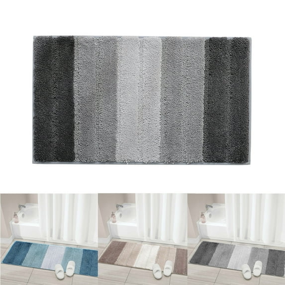 DODOING Chenille Striped Bathroom Rug Bath Mat Non Slip Door Mats Absorbent Floor Mats Ultra Soft Absorbent for Bathroom, Toilet, Bath Tub,Soft Absorbent Bath Mat & Floor Rugs