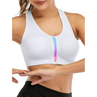 Stibadium Women Zip Front Sports Bras High Impact Support Bra Wirefree  Zipper Adjustable Post Surgery Bra