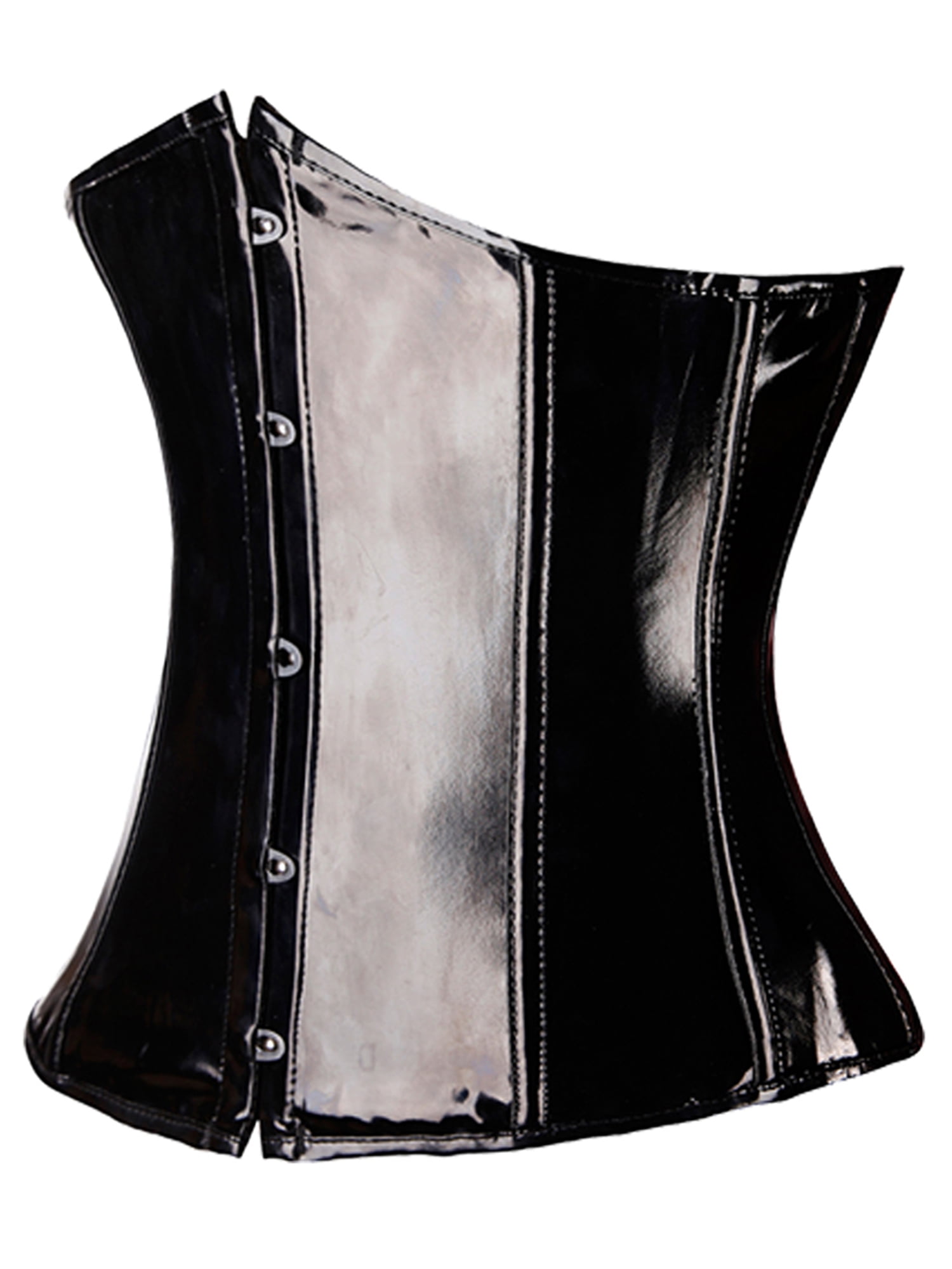 DODOING Corsets Intimates Black Faux Leather Steampunk Gothic