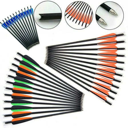 DODOING 20Inch Crossbow Bolts and Crossbow Broadheads Set Carbon Crossbow Arrows for Hunting and Outdoor Practice, 12pcs Arrows-2pcs Broadheads