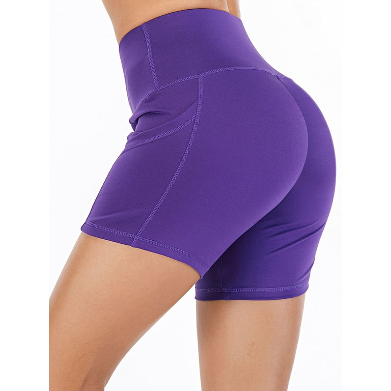 DODOING High Waist Workout Butt Lifting Yoga Shorts for Women Tummy Control  Running Athletic Non See-Through Gym Casual Elastic Short Pants-Smooth  Butt, Black/ Purple/ Army Green/ Navy Blue 