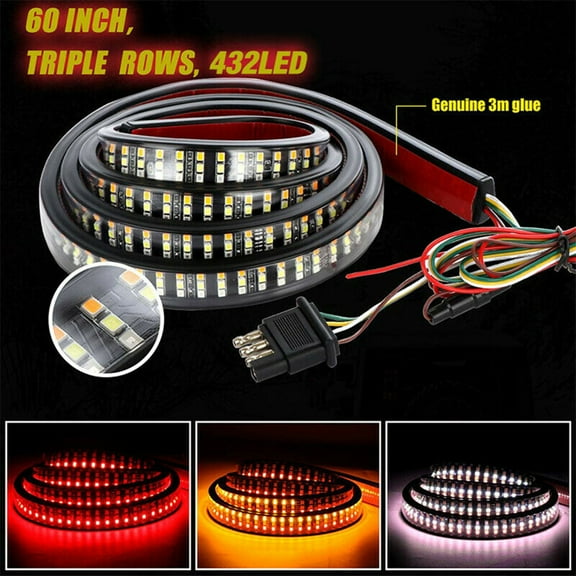 DODOING LED Tailgate Light Bar Brake Reverse Turn Signal Stop Tail Strip 3 Row 60" Inch for SUVs, for RVs, Vans, Trailers