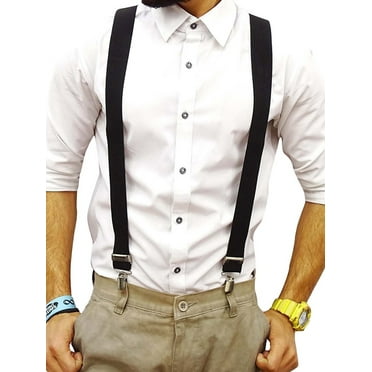 DODOING Men Suspender Y Shape Suspenders Casual Elastic Strap Brace 3 Clips Adjustable Pants Brace 4 Colors