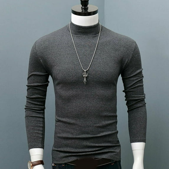 DODOING Men's Slim Fit Mock Turtleneck Pullover Sweater Casual Basic Knitted Thermal Sweaters Long Sleeve Solid Casual Knitted T-Shirt Pullover Tops