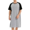 thumbnail image 1 of DODOING Mens Sleep Shirt Round Neck T-Shirt Sleepwear Raglan Sleeve Nightshirt Patchwork Long Button Loose Pajama Casual Sleepshirt Homewear, 1 of 8