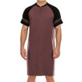 thumbnail image 1 of DODOING Mens Sleep Shirt Sleepwear Raglan Sleeve Nightshirt Patchwork Button Placket Long Lightweight Loose Sleepshirt Homewear Red, 1 of 8