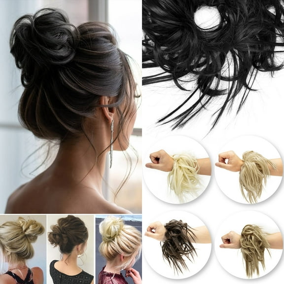 DODOING Messy Hair Bun Hair Pieces Hair Scrunchies Extension Curly Wavy Messy Synthetic Chignon for women Updo Hairpiece