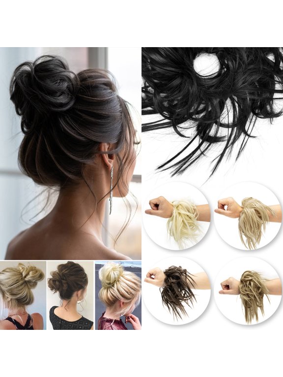 Messy Hair Bun Hair Pieces Hair Scrunchies Extension Curly Wavy Messy Synthetic Chignon for women Updo Hairpiece