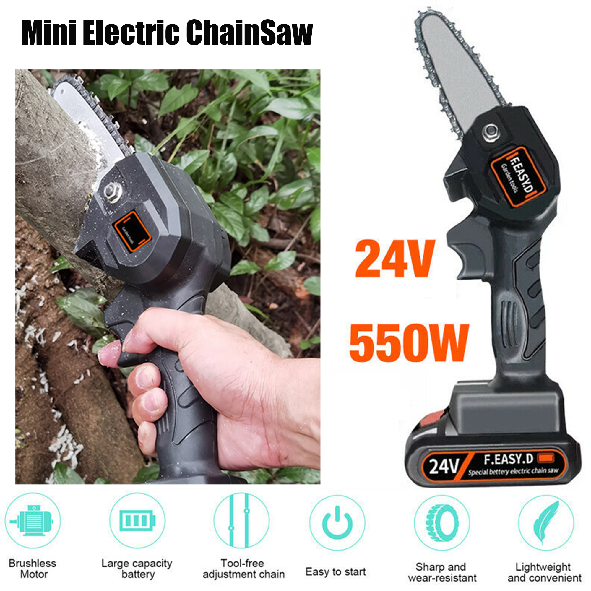 DODOING Mini Chainsaw Cordless Electric Handheld 4 Inch Battery Powered ...
