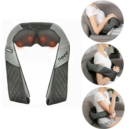 DODOING Neck and Shoulder Massager Electric Shoulder Massager Back Massager, PU Material with Heat, Kneading Massager Shawl for Neck and Back with Heat