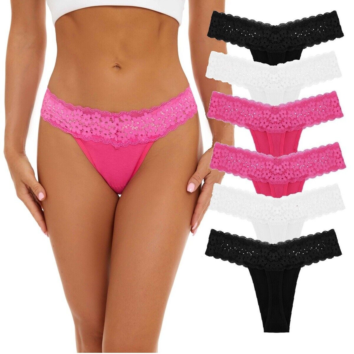 DODOING Pack 6 Womens Lace Panties Hipster Briefs Seamless