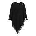 thumbnail image 1 of DODOING Hooded Poncho Womens Ponchos and Shawls Knit Ponchos Pullover Cardigan Women's Fringe Shawl Sweater Winter Sweater Shawl Top Cardigans Sweater One Piece Poncho Cape Coat Wrap Coats Tops, 1 of 6