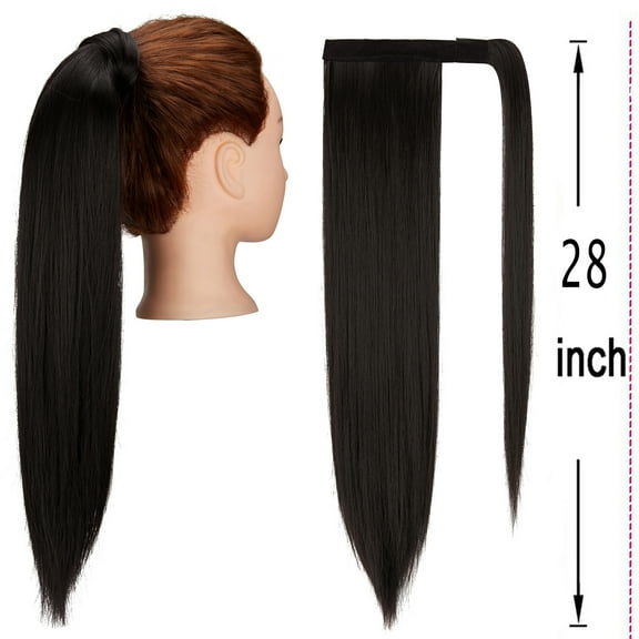 DODOING Ponytail Extension(20"/24"/28") Clip in Ponytail Extension Wrap Around Long Straight /Curly Pony Tail Multi-color Hair Synthetic Hairpiece