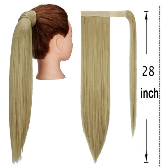 DODOING Ponytail Extension(20"/24"/28") Clip in Ponytail Extension Wrap Around Long Straight /Curly Pony Tail Multi-color Hair Synthetic Hairpiece