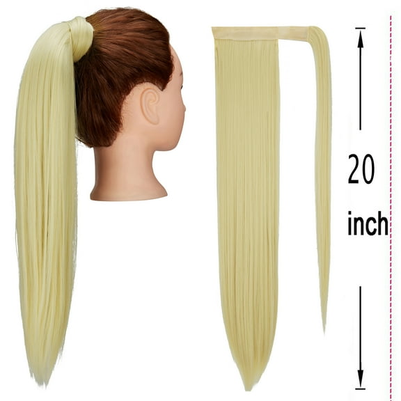 DODOING Ponytail Extension(20"/24"/28") Clip in Ponytail Extension Wrap Around Long Straight /Curly Pony Tail Multi-color Hair Synthetic Hairpiece