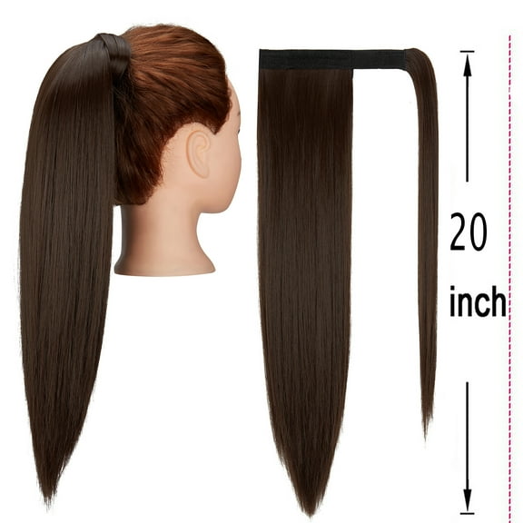 DODOING Ponytail Extension(20"/24"/28") Clip in Ponytail Extension Wrap Around Long Straight /Curly Pony Tail Multi-color Hair Synthetic Hairpiece