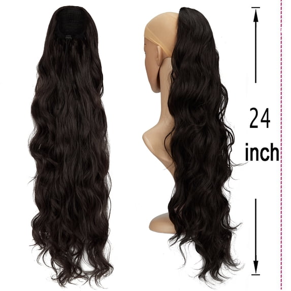 DODOING Ponytail Extension(20"/24"/28") Clip in Ponytail Extension Wrap Around Long Straight /Curly Pony Tail Multi-color Hair Synthetic Hairpiece