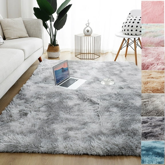 DODOING Large Ultra Soft Fluffy Area Rugs for Living Room, Luxury Shag Rug Faux Fur Non-Slip Tie-Dyed Floor Carpet for Bedroom, Kids Room and Girls Room, 5 Sizes and 6 Colors