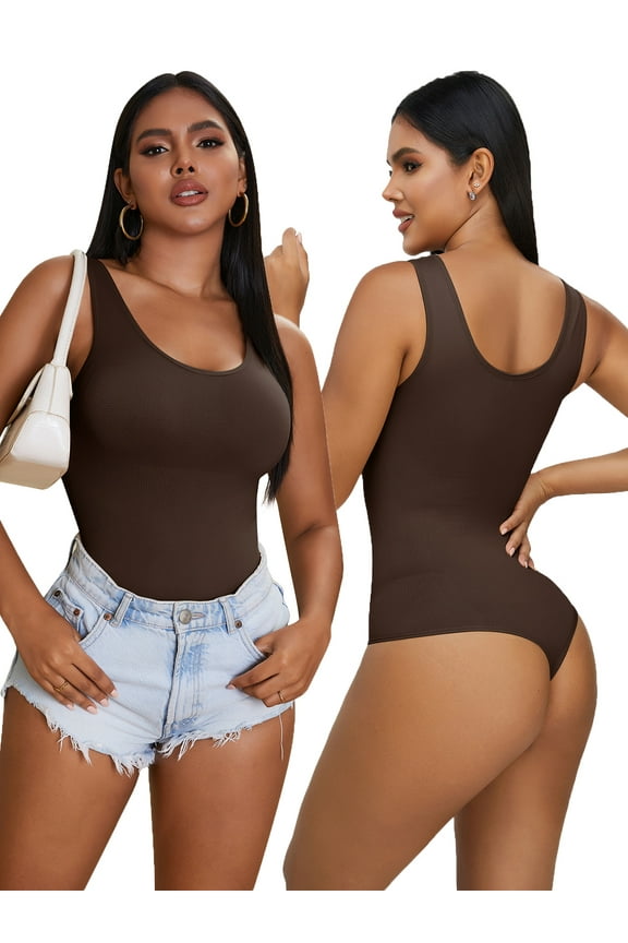 Women's One-Piece Bodysuits Sexy Ribbed Sleeveless Shapewear Tank Tops Bodysuits Body-shaping Underwear