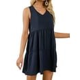 thumbnail image 1 of DODOING Women's Summer Dress Solid Color Sleeveless Dress Casual Loose Flowy Swing Shift Dresses, 1 of 8