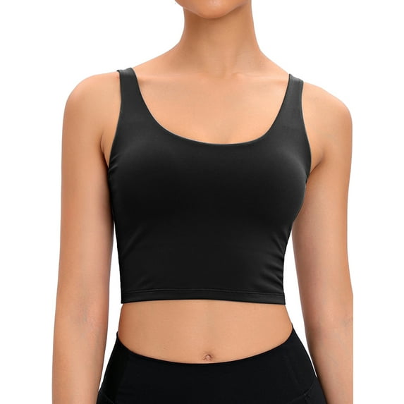 DODOING Sports Bra with Removable Pad for Women Sport Vests,Longline Padded Bra Yoga Crop Tank Tops Fitness Workout Running Top Yoga Vests