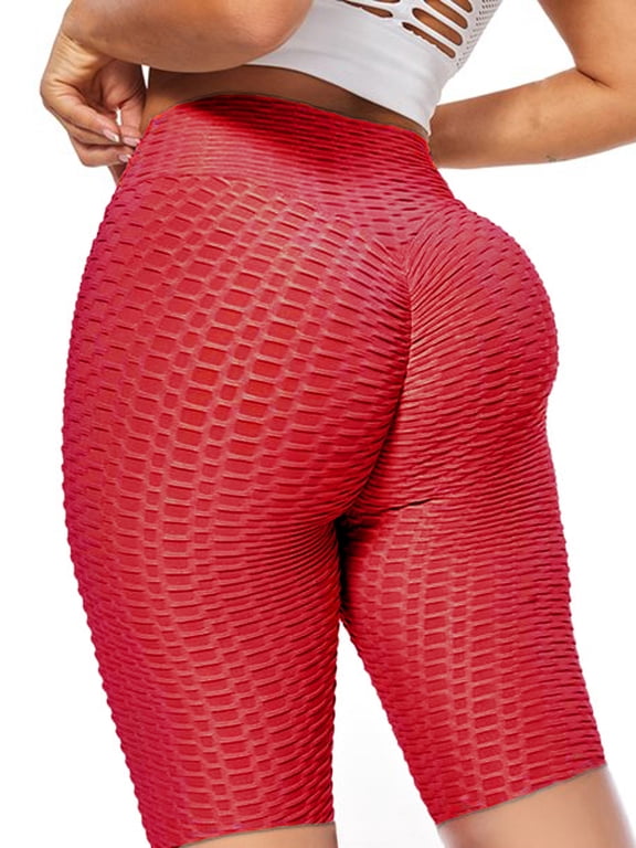 Tummy Control Yoga Shorts with Pockets for Women Workout Running Athletic Bike High Waist Activewear Bottoms Butt Lifting Yoga Shorts, Black/ Purple/ Rose Red/ Army Green/ Navy Blue